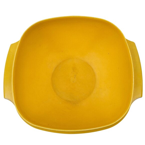 Vintage Tupperware Bowl Square Servalier Harvest Gold Sunburst Lid 6 cup Yellow - Picture 10 of 12